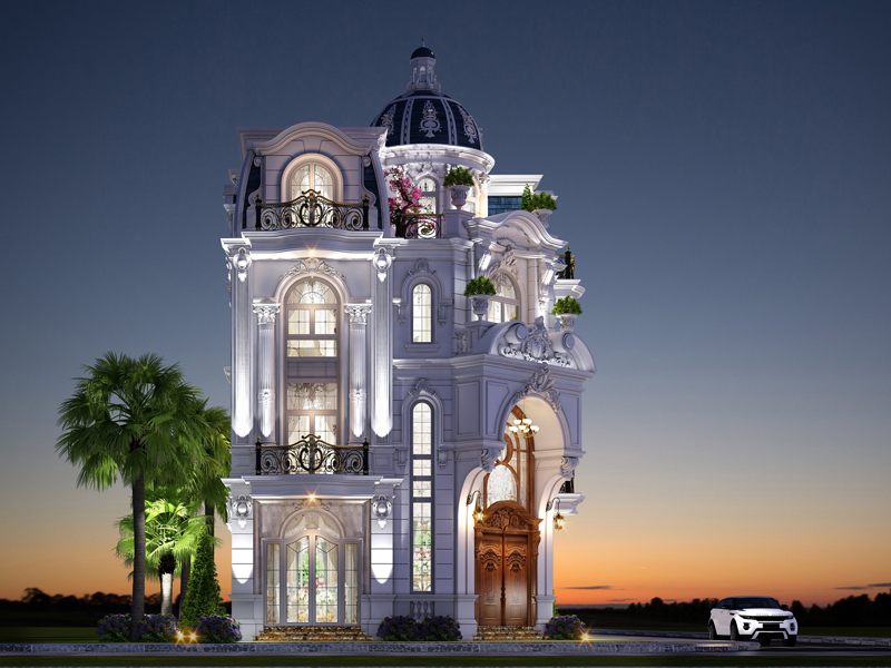 Biệt thự 2 mặt tiền đẹp thiết kế tân cổ điển