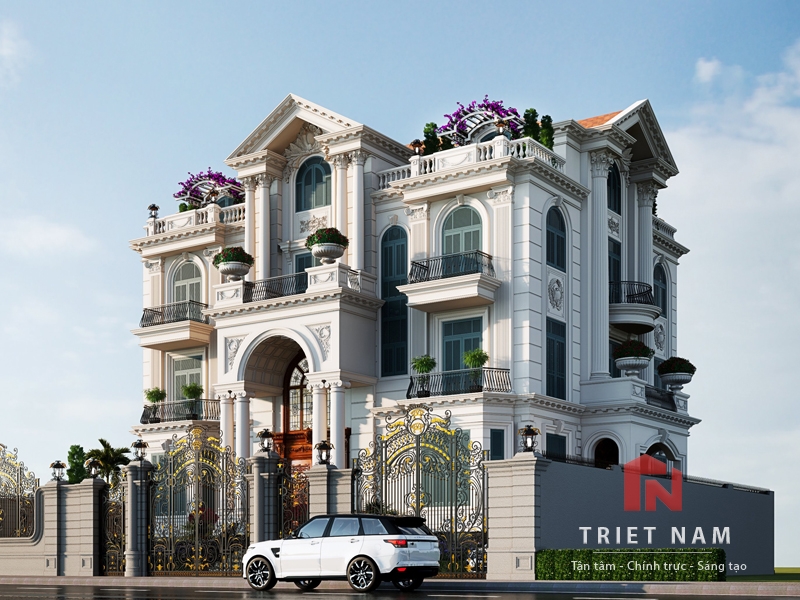 Biệt thự 4 tầng tân cổ điển đẹp đầy mới lạ