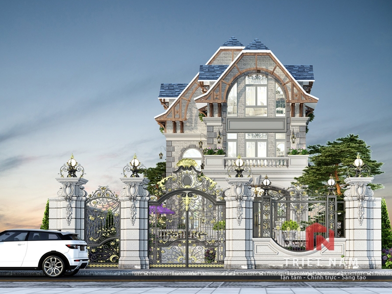 Biệt thự mini 2 tầng đẹp phong cách tân cổ điển châu Âu